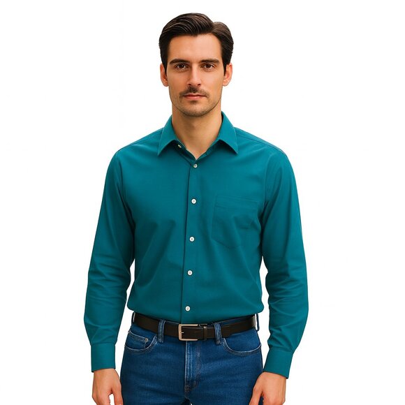 Van Heusen Blue Satin Stripe Shirt Neck 16 - Picture 2 of 8